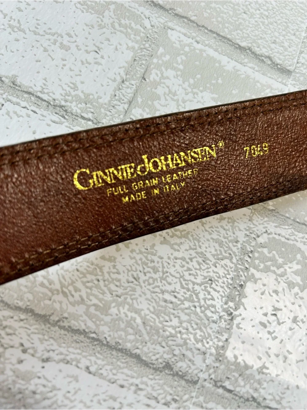 Women's Brown Textured Leather Belt with Silver Buckle